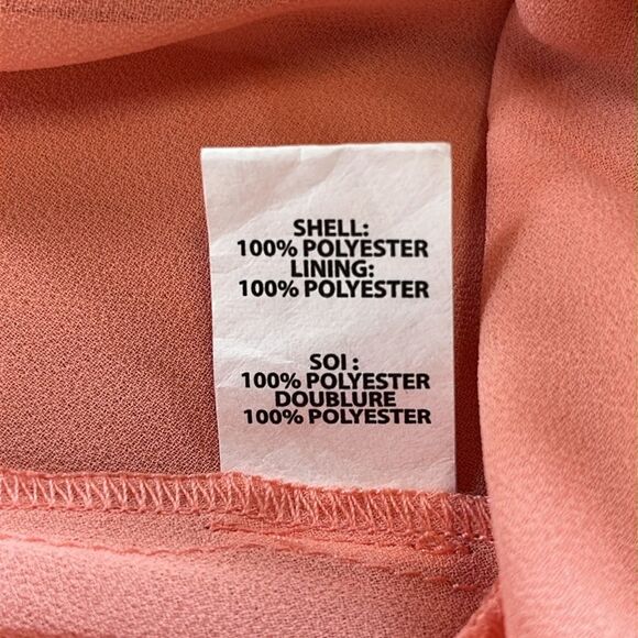 NWT Ramy Brook Peach Orange Long Embroidered Sleeve Ruched Elastic Waist Dress S - Picture 8 of 9